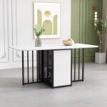 Kodise table à manger pliable - avec 2 portes - se plie en 3 formes - blanche et noire - pour salles ... Kodise table à manger pliable - avec 2 portes - se plie en 3 formes - blanche et noire - pour salles ...