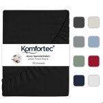 Drap - housse - komfortec - 200x200 cm - 100% coton - noir - lavable � 60�c