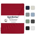 Drap - housse - komfortec - 200x200 cm - 100% coton - rouge - lavable � 60�c