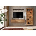Komodee meuble tv avec vitrine suspendue como - chene - miel truffe - led rgb - 211 x 178 x 23 cm Komodee meuble tv avec vitrine suspendue como - chene - miel truffe - led rgb - 211 x 178 x 23 cm