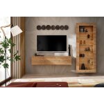 Komodee meuble tv avec vitrine suspendue como - chene - miel truffe - sans led - 211 x 178 x 23 cm Komodee meuble tv avec vitrine suspendue como - chene - miel truffe - sans led - 211 x 178 x 23 cm