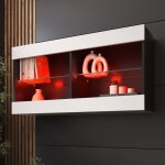 Komodee vitrine murale horizontal tivoli - blanc noir - 100 x 50 x 29 cm - led rvb