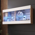 Komodee vitrine murale horizontal tivoli - blanc wotan - 100 x 50 x 29 cm - led bleues