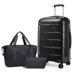 Kono 55cm valise rigide trolley 4 roulettes avec serrure tsa + pliable sac de voyage pour sport avec ...