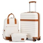 Kono set de 3 valises cabine abs + pc valise de voyage 55x39x20cm rigide bagage avec serrure tsa et 4 ...