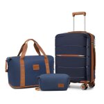 Kono set de 3 valises cabine rigides 56x40x20cm valise de voyage 4 roulettes + pliable sac de voyage ...