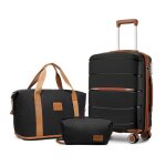 Kono set de 3 valises cabine rigides 56x40x20cm valise de voyage 4 roulettes + pliable sac de voyage ...