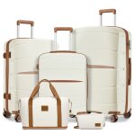 Kono set de 5 valises cabine rigides 55 + 66 + 75cm valise de voyage 4 roulettes + pliable sac de voyage ...