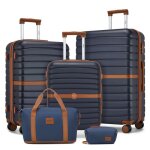 Kono set de 5 valises de voyage (55 / 66 / 76 cm) � 4 roulettes avec serrure + pliable sac de voyage ...