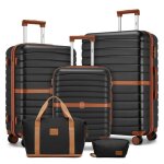 Kono set de 5 valises de voyage (55 + 66 + 76 cm)  4 roulettes avec serrure tsa + pliable sac de voyage ...
