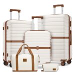 Kono set de 5 valises de voyage (55 + 66 + 76 cm)  4 roulettes avec serrure tsa + pliable sac de voyage ...