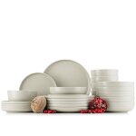 Konsimo service de table complet victo set de vaisselle (24 pices) pour 6 personnes faence mat beige ...