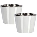 Kotarbau lot de 2 petits pots de fleurs en cramique maill brillant 11 cm (blanc)