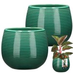 Kotarbau lot de 2 pots de fleurs ronds en cramique - couleur turquoise - : 12 cm - h : 14 cm - en cramique ...