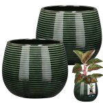 Kotarbau lot de 2 pots de fleurs ronds en cramique vert fonc  12 cm h 14 cm cramique maille grand ...