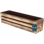 Kotarbau jardini�re en bois br�l�e avec insert en plastique 60 x 18 x 15 cm