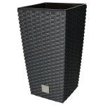 Kotarbau pot de fleurs carr 170 x 170 x 324 mm - design rotin - avec pot intrieur anthracite
