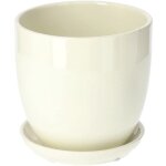 Kotarbau pot de fleurs en c�ramique pour plantes diam�tre 15 cm avec bac d�gouttement jaune