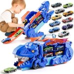 Kukufun dinosaure transport� camion jouets avec 10 voitures moul�es sous pression bleu cadeau de no�l ...