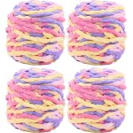 Laine � tricoter 4 pelotes de 100 g multicolore pour le crochet douce et �paisse faite main.