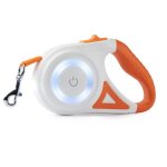 Laisse automatique pour chien - 5 m - enrouleur extensible - avec lampe led et lumière colorée - orange ... Laisse automatique pour chien - 5 m - enrouleur extensible - avec lampe led et lumière colorée - orange ...