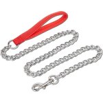 Laisse chien m�tal 120cm : poign�e rembourr�e. lead leash classique. randonn�e / marcher chien
