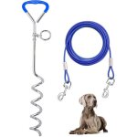 Laisse pour chien avec spirale de fixation - 10 m�tres - m�tal / nylon - ligne de recherche pour chien ...