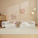 Lalaho - lit enfant lit � barri�res lit simple sommier � lattes en pin blanc (190x90cm) sans matelasstructure ...