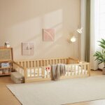 Lalaho - lit enfant lit � barri�res lit simple sommier � lattes en pin naturel (190x90cm) sans matelasstructur ...