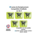 Lames de rasoir ? lot de 5 ttes de remplacement pour homme - compatibles oneblade