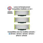Lames de remplacement compatibles oneblade ? lot de 3 rasage & stylisation pour mod�les qp14xx � qp66xx ...