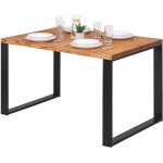 Lamo manufaktur table  manger industrielle en bois massif - 120x80x76cm - frne rustique - pieds mtal ...