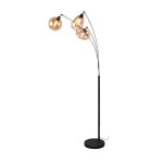 Lampadaire 3 lampes culot e14 max 10w noir mat verre ambre - trio - lumina