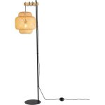 Lampadaire anja en bois et osier avec abat - jour en bambou interrupteur au pied et design moderne pour ...