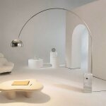 Lampadaire arabella avec arc en acier inoxydable et socle en marbre blanc ? hauteur 240 cm largeur 220 ... Lampadaire arabella avec arc en acier inoxydable et socle en marbre blanc ? hauteur 240 cm largeur 220 ...