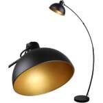 Lampadaire arc - zvvn - design rtro - abat - jour rglable - mtal noir - dor