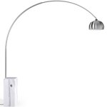 Lampadaire avec base en marbre - lampe de salon - arc blanc