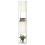 Lampadaire colonne salon blanc 2 compartiments interrupteur pied / cha�nette douille e27 motif treillis ...