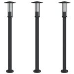 Lampadaire dext�rieur - helloshop26 - 3 pcs - acier inoxydable - ip44 - 100 cm