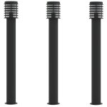Lampadaire dextrieur - inox - noir - 3 pices - 110 cm - ip44 - design contemporain