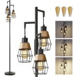 Lampadaire diamant industriel avec 3 abat - jours en metalrgulation rotative solide ampoules led incluses ...