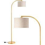 Lampadaire dor salon lampe  arc abat - jour en lin beige ampoule fournie 161 cm - rglable pour chambre ...