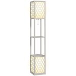 Lampadaire tagre - homcom - douille e27 2 tagres 4 niveaux motif nid dabeille - abat - jour en terylenecot ...