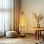Lampadaire - fer et rotin - style bohme lgant - pour chambre salon 18 x 93. 5cm