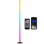 Lampadaire - homcom - led rgbic - contr�le app et t�l�commande - musique sync 16 millions de couleurs ...