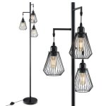 Lampadaire industriel en mtal 168cm costway - 3 abat - jours forme de diamant - interrupteur au pied ...