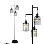 Lampadaire industriel en m�tal 169cm costway - 3 abat - jours forme de cage - interrupteur au pied - ...