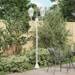 Lampadaire de jardin 2 lampes e27 blanc 220 cm en aluminium