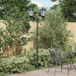 Lampadaire de jardin � 2 lampes e27 vert 220 cm en aluminium