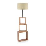 Lampadaire lampe lumi�re luminaire avec �tag�re hauteur 140 cm e27 effet bois / noir / cr�me 03 0007283 ...